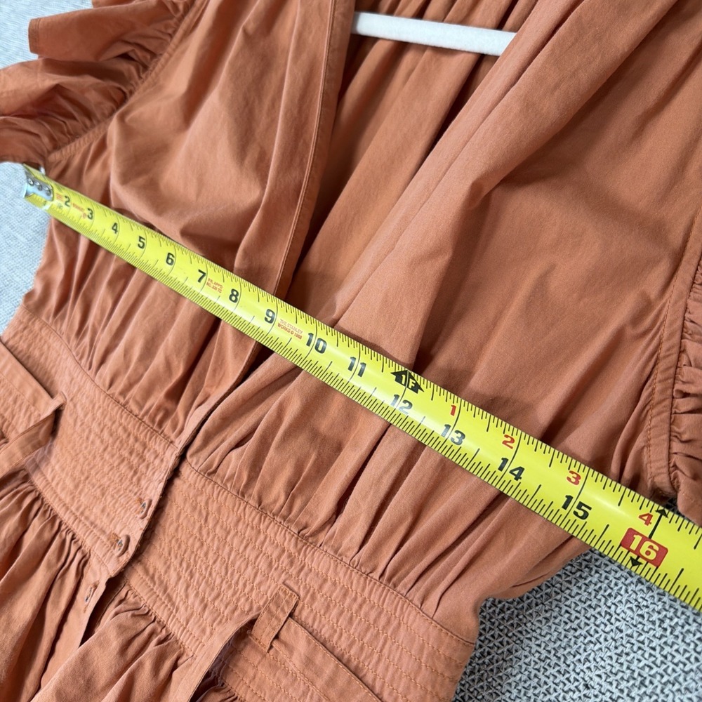 Ulla Johnson Tiered Ruffle Button Down Sena Mini Dress Sz 4 In Clay Terracota - Picture 12 of 14